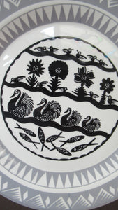 Vintage 1960s SCOTTIE WILSON Black and White Side Plate for  ROYAL WORCESTER. 8 inches