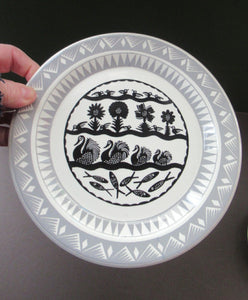 Vintage 1960s SCOTTIE WILSON Black and White Side Plate for  ROYAL WORCESTER. 8 inches