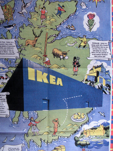 1999 Opening of Ikea In Scotland Souvenir Tea Towel or Bar Cloth