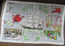Load image into Gallery viewer, 1970s Story of Tea Irish Linen Tea Towel or Bar Cloth
