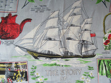 Load image into Gallery viewer, 1970s Story of Tea Irish Linen Tea Towel or Bar Cloth
