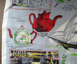 1970s Story of Tea Irish Linen Tea Towel or Bar Cloth