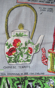 1970s Story of Tea Irish Linen Tea Towel or Bar Cloth