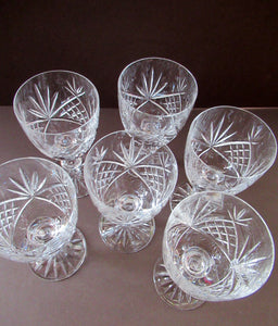 Six Matching Set of Edinburgh Crystal Small Wine Glasses