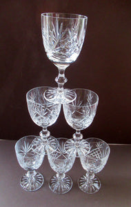 Six Matching Set of Edinburgh Crystal Small Wine Glasses