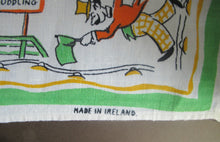 Load image into Gallery viewer, 1960s Irish Linen Tea Towel or Bar Cloth Vintage Train Travel Cartoons
