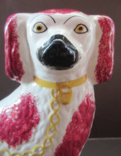 Load image into Gallery viewer, LARGE Antique Pair of Staffordshire Dogs Chimney Spaniels / Wally Dugs; 12 1/4 inches

