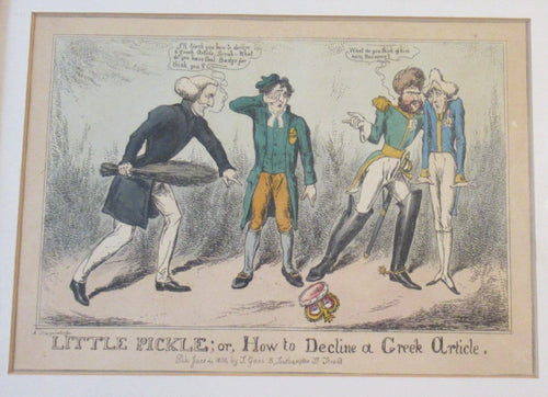 Georgian Satirical Print Greek Crown Leopold I Little Pickle Decling Greek Article 1830