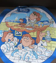 Load image into Gallery viewer, VINTAGE 1990s Cotton Tea Towel or Bar Cloth. Circular TETLEYS TEA Advertising Cloth
