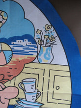 Load image into Gallery viewer, VINTAGE 1990s Cotton Tea Towel or Bar Cloth. Circular TETLEYS TEA Advertising Cloth
