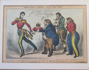 Georgian Satirical Print Willam Heath King Leopold Refuses the Greek Throne 1830