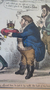 Georgian Satirical Print Willam Heath King Leopold Refuses the Greek Throne 1830