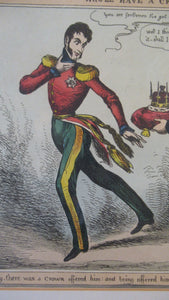 Georgian Satirical Print Willam Heath King Leopold Refuses the Greek Throne 1830