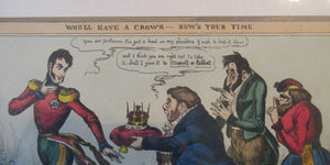 Georgian Satirical Print Willam Heath King Leopold Refuses the Greek Throne 1830