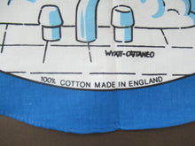 Load image into Gallery viewer, VINTAGE 1990s Cotton Tea Towel or Bar Cloth. Circular TETLEYS TEA Advertising Cloth
