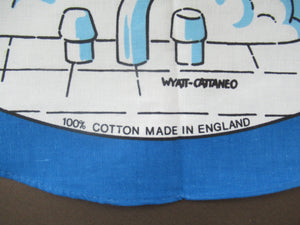 VINTAGE 1990s Cotton Tea Towel or Bar Cloth. Circular TETLEYS TEA Advertising Cloth