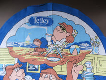 Load image into Gallery viewer, VINTAGE 1990s Cotton Tea Towel or Bar Cloth. Circular TETLEYS TEA Advertising Cloth
