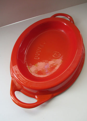 Pre-loved Le Crueset Doufeu Large Lidded Casserole Pot. Volcano Orange
