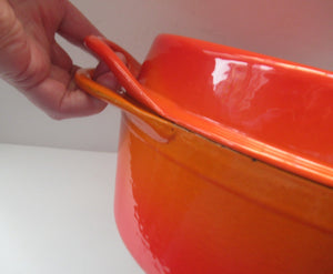 Pre-loved Le Crueset Doufeu Large Lidded Casserole Pot. Volcano Orange