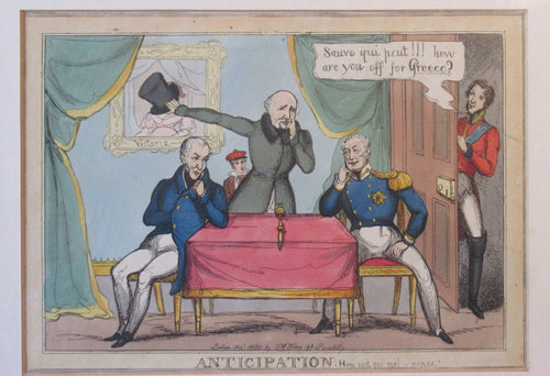 Georgian Satirical Print 1830 Royal Succession - Wellington, King Willian IV and the Duke of Cumberland