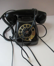 Load image into Gallery viewer, Kristian Kirks Danish 1960s Rotary Dial Black Bakelite Telephone working
