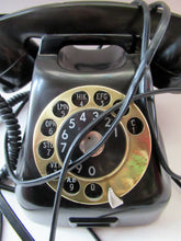 Load image into Gallery viewer, Kristian Kirks Danish 1960s Rotary Dial Black Bakelite Telephone working
