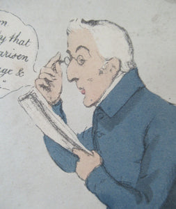 1829 Georgian Satirical Print John Doyle Reading the Times. King George IV and Duke of Wellington