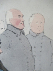 1829 Georgian Satirical Print John Doyle Reading the Times. King George IV and Duke of Wellington