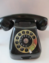 Load image into Gallery viewer, Kristian Kirks Danish 1960s Rotary Dial Black Bakelite Telephone working
