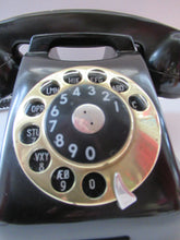 Load image into Gallery viewer, Kristian Kirks Danish 1960s Rotary Dial Black Bakelite Telephone working
