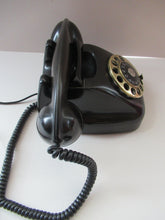 Load image into Gallery viewer, Kristian Kirks Danish 1960s Rotary Dial Black Bakelite Telephone working
