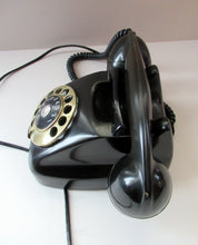 Load image into Gallery viewer, Kristian Kirks Danish 1960s Rotary Dial Black Bakelite Telephone working
