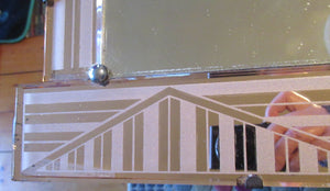 LARGE Genuine 1930s Art Deco Wall Mirror with Stepped Geometric Border. Excellent Condition