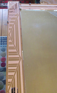 LARGE Genuine 1930s Art Deco Wall Mirror with Stepped Geometric Border. Excellent Condition
