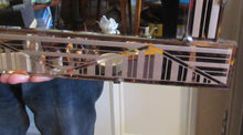 Load image into Gallery viewer, LARGE Genuine 1930s Art Deco Wall Mirror with Stepped Geometric Border. Excellent Condition
