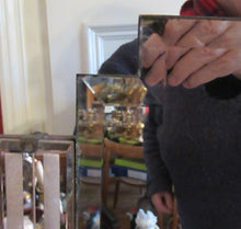 Load image into Gallery viewer, LARGE Genuine 1930s Art Deco Wall Mirror with Stepped Geometric Border. Excellent Condition
