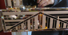 Load image into Gallery viewer, LARGE Genuine 1930s Art Deco Wall Mirror with Stepped Geometric Border. Excellent Condition
