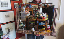 Load image into Gallery viewer, LARGE Genuine 1930s Art Deco Wall Mirror with Stepped Geometric Border. Excellent Condition
