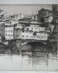 Albany Howarth Etching The Ponte Vecchio Florence