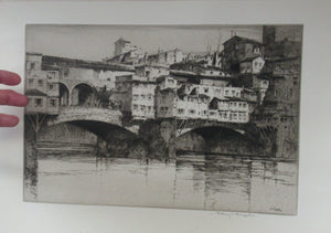 Albany Howarth Etching The Ponte Vecchio Florence