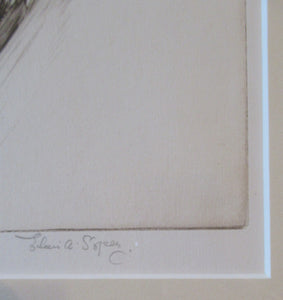 1920s Original Eileen Soper Etching Tobogganing Pencil Signed