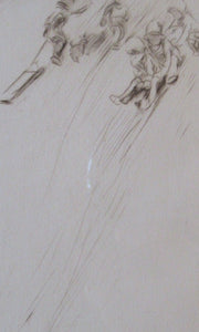 1920s Original Eileen Soper Etching Tobogganing Pencil Signed