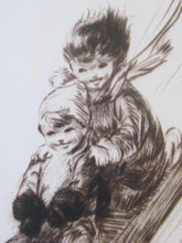 Load image into Gallery viewer, 1920s Original Eileen Soper Etching Tobogganing Pencil Signed

