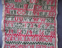 Load image into Gallery viewer, ANTIQUE TEXTILE. 1839 Early Victorian Sampler by Cecilia Gibson Thomson
