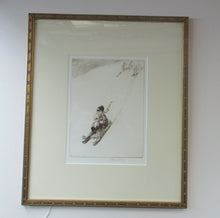 Load image into Gallery viewer, 1920s Original Eileen Soper Etching Tobogganing Pencil Signed
