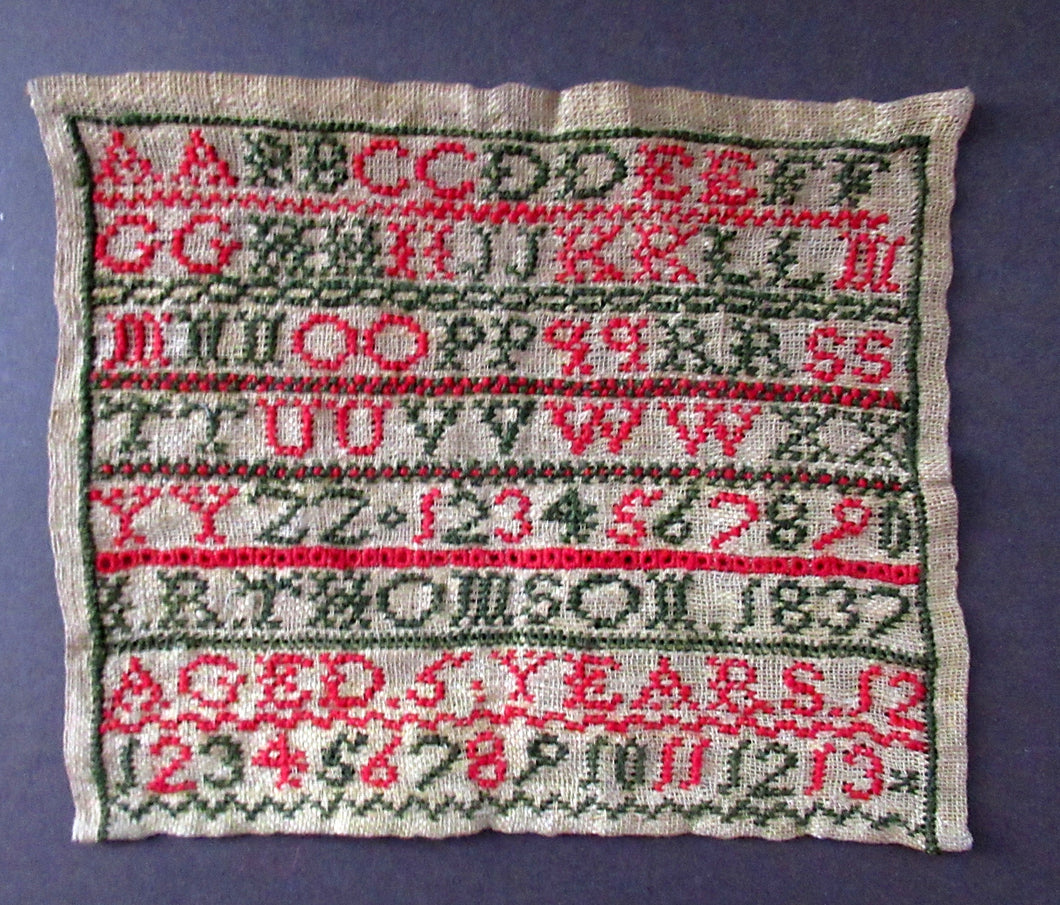 1837 Scottish Embroidery Sampler Early Victorian Textile IR. Thomson