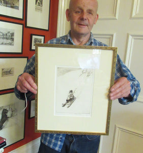 1920s Original Eileen Soper Etching Tobogganing Pencil Signed
