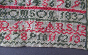 1837 Scottish Embroidery Sampler Early Victorian Textile IR. Thomson