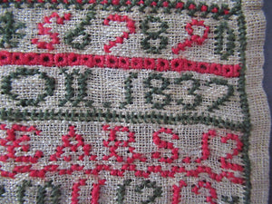 1837 Scottish Embroidery Sampler Early Victorian Textile IR. Thomson