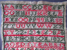 Load image into Gallery viewer, 1837 Scottish Embroidery Sampler Early Victorian Textile IR. Thomson
